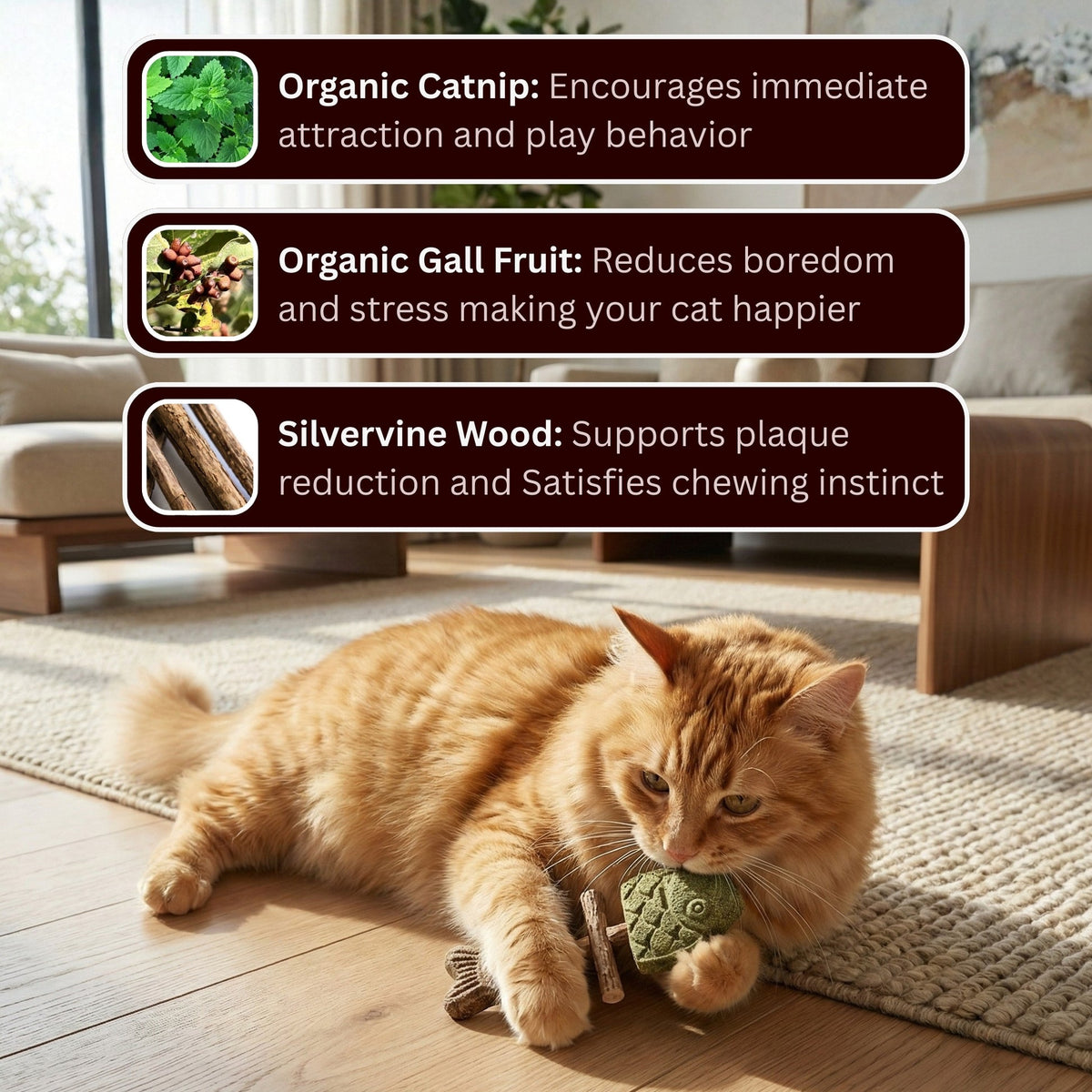 Fish Bone Catnip & Silver Leaf Chew