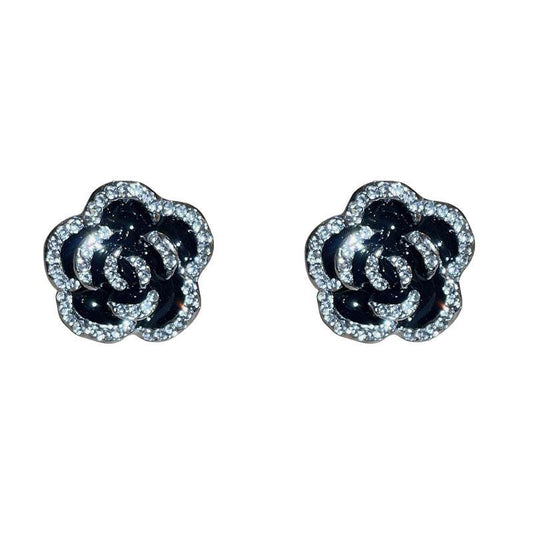 Copper Rhinestone Flower Earrings - Etherealing