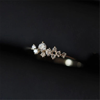 925 Sterling Silver Irregular Zircon Thin Ring Women Simple INS Korean Style Wedding Party Ring Fashion Jewelry Gift