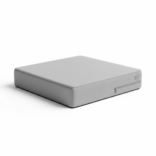 Premium orthopedic memory foam pet bed with light grey removable washable cover and zipper, minimalist design