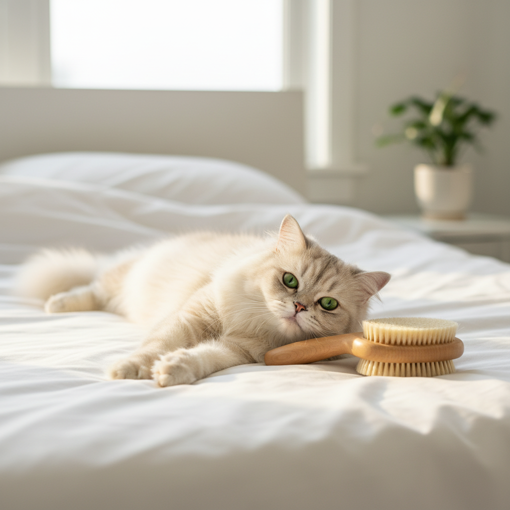 Cat Relaxing After Grooming