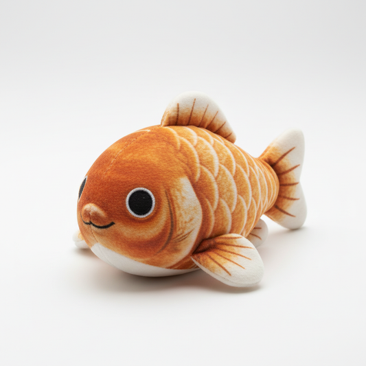 Plush Fish Cat Toy - Orange & White